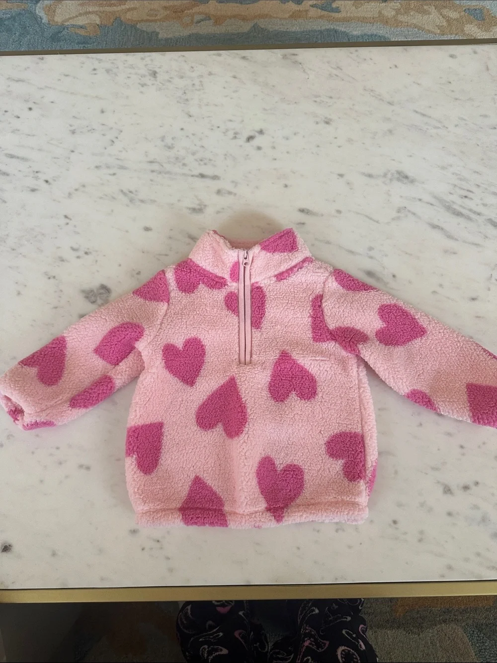 Carter's Pink Fleece Pullover with Dark Pink Hearts